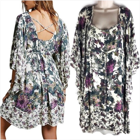 Free People Dresses & Skirts - Free People Ivory Printed Floral Swing Tunic Dress